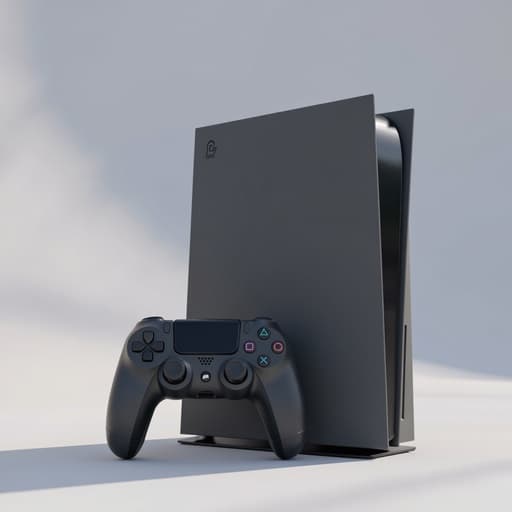 심플한 그라데이션 배경의 게임 콘솔, 차분하고 현대적인 분위기