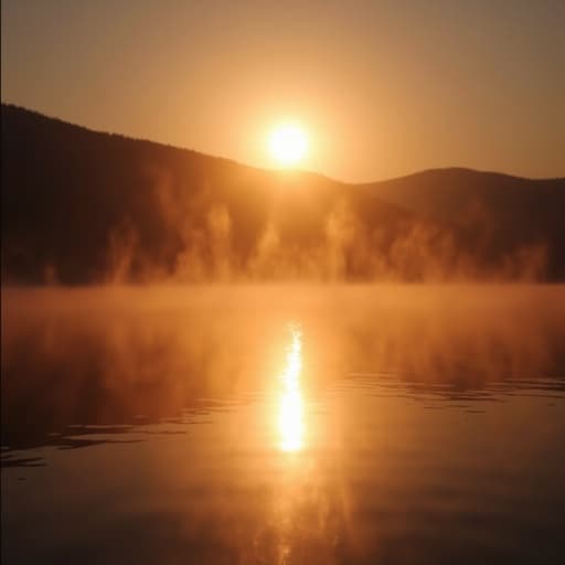 무드등, 인테리어소품, 황금빛 노을이 지는 호수, 고요한 분위기