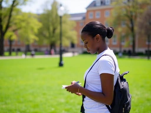 30대 초반의 혼혈 여성의 반신 사진으로, 자연스러운 외모를 지닌 그녀는 트렌디한 스포츠웨어와 편안한 운동화를 착용하고 있습니다. 대학 캠퍼스의 잔디밭에 앉아 책상에 노트북을 보며 집중한 표정으로 메모를 하고 있는 모습입니다. 배경에는 푸른 잔디와 학문적인 건물이 있어 활기찬 학생 생활을 반영하는 매력적인 분위기를 만들어냅니다.