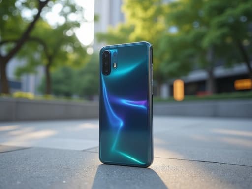 스마트폰, 현대 도시 공원, 고요하고 현대적인