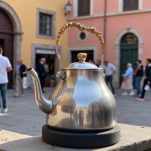 주전자, 주방용품, 이탈리아 광장, 자갈 거리, 역사적인 건축물, 초대하는 분위기