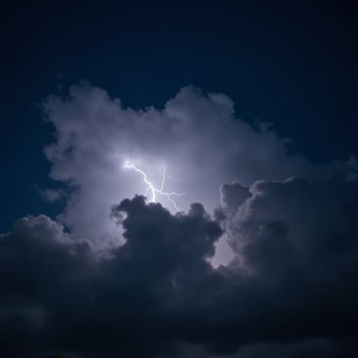 나이트 라이트, 어두운 구름, 번개, 밤하늘, 차분한, 평화로운, 분위기 있는