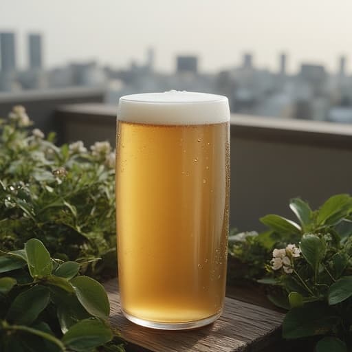 캔맥주, 도시의 옥상 정원, 따뜻한 저녁빛