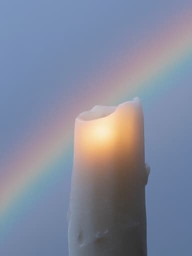 캔들, 무지개 하늘, 평온한
