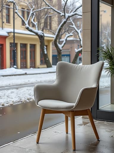 의자, 가구, 눈 내리는 겨울 거리, 조용한 분위기