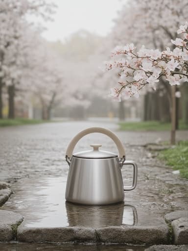 桜の花が咲く石畳の道 - 무료 다운로드 가능한 自然の風景
