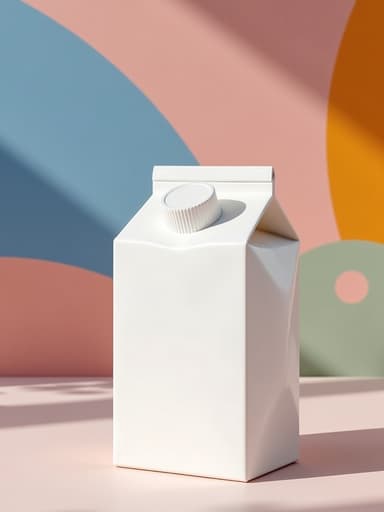 우유 팩, 현대 미술 배경의 생생한 색상, 예술적이고, 생생하며, 현대적임
