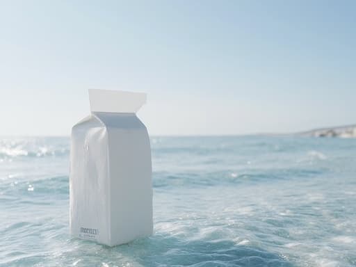 우유 팩, 여름의 푸른 바다, 밝고 상쾌한