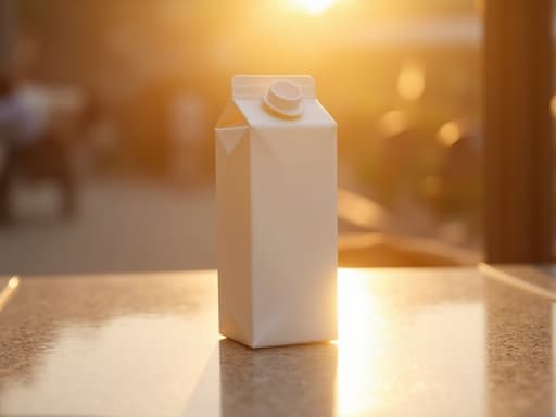 우유 팩, 따뜻한 황금빛 일몰