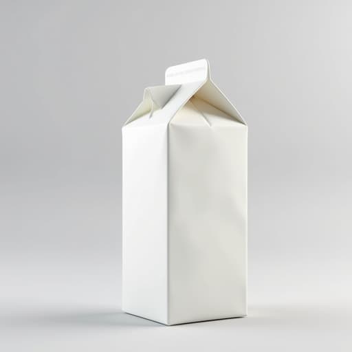 간단한 그라데이션 배경에 있는 현실적인 우유 팩, 차분하고 미니멀한