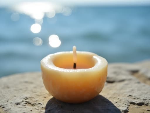 티라이트 캔들, 여름의 푸른 바다, 평화로운 분위기