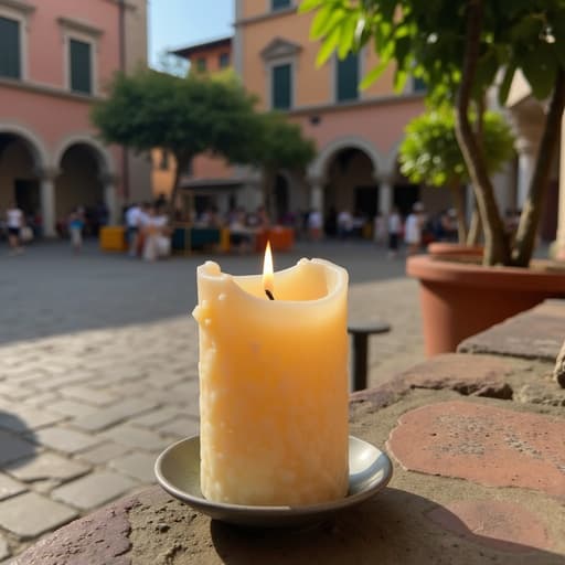 촛불, 인테리어소품, 이탈리아 광장, 자갈길, 울창한 녹지, 고요한