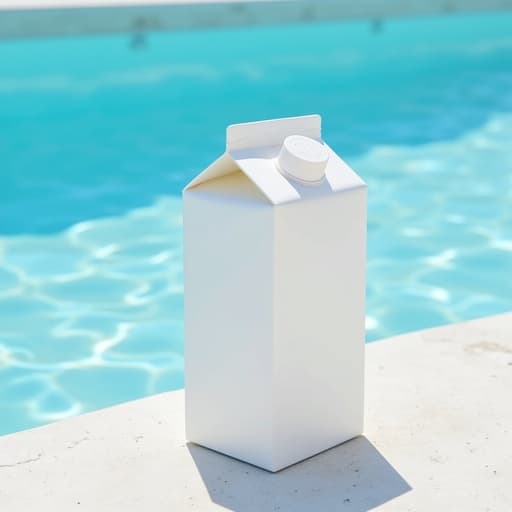 우유 팩, 생생한 터퀴즈 바다, 밝고 따뜻하며 매력적임