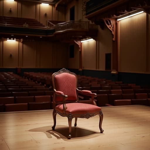 우아한 인테리어 의자, 클래식 오케스트라 홀, 따뜻하고 초대하는