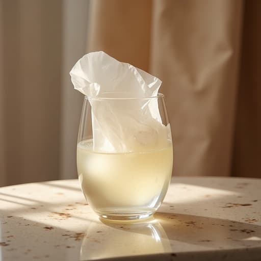 유기적인 곡선 배경에서 향수 디퓨저가 있는 인테리어 소품으로, 차분하고 따뜻한 분위기를 연출합니다.