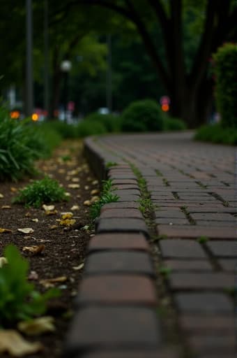 울창한 도시 공원을 따라 구불구불하게 이어진 그림 같은 벽돌 보도가 보입니다. 주변에는 푸른 나무와 만개한 꽃들이 가득하여 사람들이 한가롭게 산책하도록 초대하고 있습니다. 햇살이 부드러운 그림자를 드리우며 벽돌의 고전적인 매력을 강조하며 따뜻하고 환영하는 분위기를 만들어냅니다.