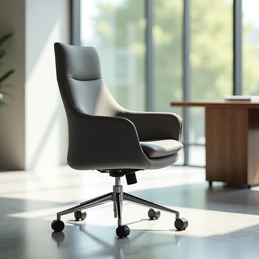 현대적인 사무실에 있는 현대적인 의자, 전문적이고 매력적인 분위기.