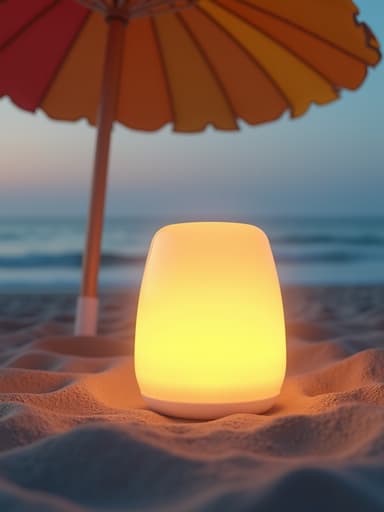 무드등, 인테리어소품, 여름 해변의 다채로운 파라솔 아래, 평화로운, 편안한, 여름 분위기