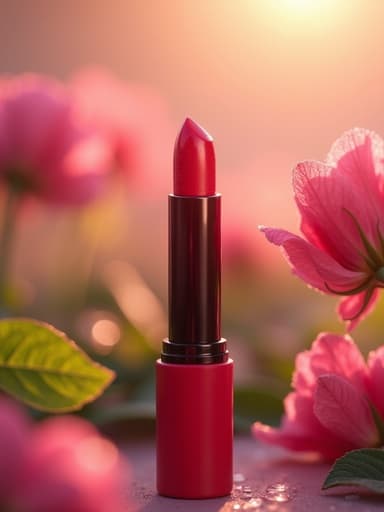 립 틴트, 아침 이슬이 맺힌 정원, 고요한, 신선한, 생기 있는