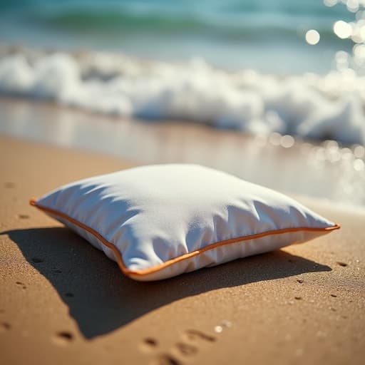 선케어 쿠션, 파도가 몰아치는 해변, 밝고 화창함