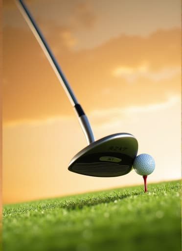 부드러운 초록색 잔디 위에 놓인 깨끗한 골프공과 세련된 골프 클럽의 클로즈업 모습입니다. 태양이 장면 위에 따뜻한 빛을 비추어 골프공의 점이 있는 표면과 클럽의 광택 있는 마감이 강조됩니다. 배경에는 맑은 파란 하늘 아래 그림 같은 골프장이 펼쳐져 있어, 평화로운 분위기를 자아내며 그린에서의 하루를 완벽하게 만듭니다.