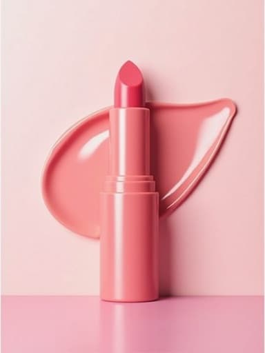 생기 있는 색상의 글로시 마감 립 틴트가 파스텔 그라데이션 배경에 놓여 있어 부드럽고 꿈같은 분위기를 연출합니다.