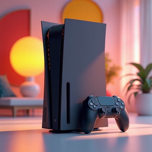 게임 콘솔, 디지털 기기, 생동감 있는 현대 미술 배경, 현대적, 예술적, 역동적