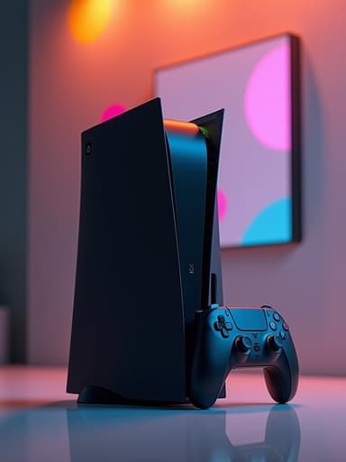 게임 콘솔, 디지털 기기, 추상적인 형태와 생동감 있는 색상의 현대 미술 배경, 현대적이고 예술적