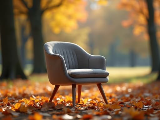 의자, 가구, 가을 낙엽이 쌓인 공원, 고요한, 가을의