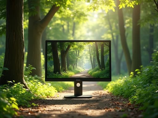 모니터, 여름 숲속 오솔길, 평화롭고 고요한