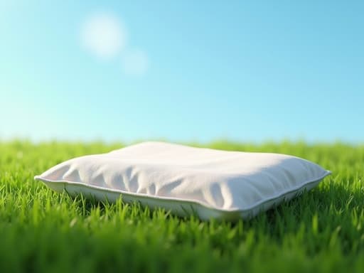 선케어 쿠션, 맑은 하늘, 푸른 잔디밭, 상쾌한, 밝은, 자연스러운