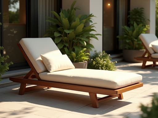 고급 레스토랑 테라스에 있는 라운지 체어, 아늑한 분위기.