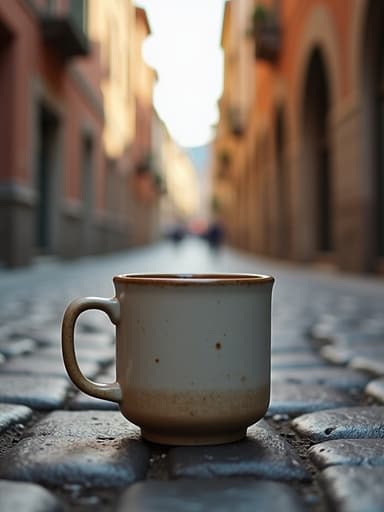 머그컵, 주방용품, 구시가지 골목길, 평온하고 향수 어린