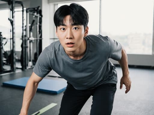 현대적인 훈련 공간에서 에너지와 집중력을 발산하며 운동복을 입고 있는 한국인 남 teen의 모습을 담은 이미지로, 피트니스와 결단력의 본질을 구현합니다.