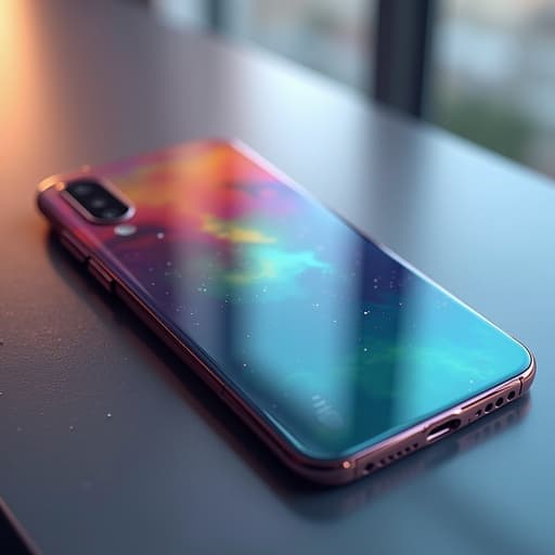 스마트폰, 디지털 기기, 다채로운 추상 색채, 예술적, 생동감