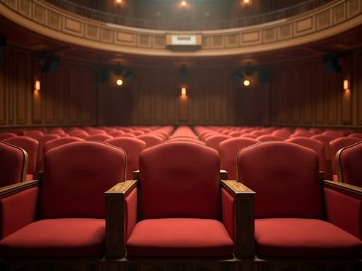 클래식 오케스트라 홀에 있는 의자, 가구, 우아하고 세련된