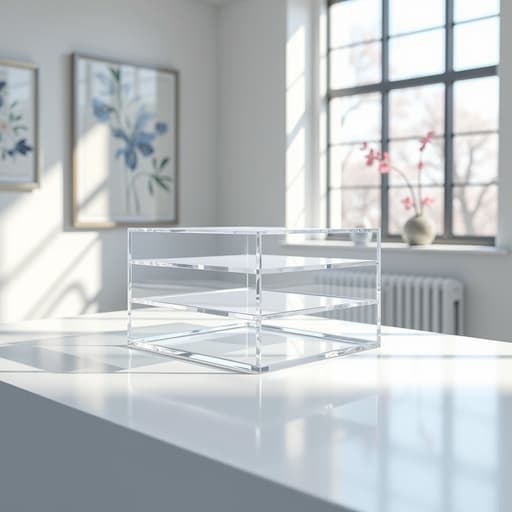 아크릴 정리함, 모던 아트 갤러리, 미니멀리즘, 우아함