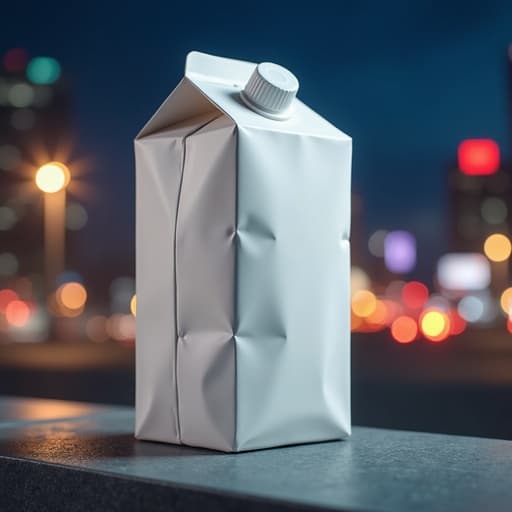우유 팩, 아름다운 도시의 야경, 평화롭고 활기찬