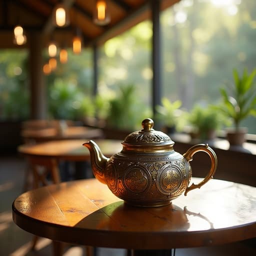 주전자, 고급 레스토랑 테라스, 매력적이고 세련됨