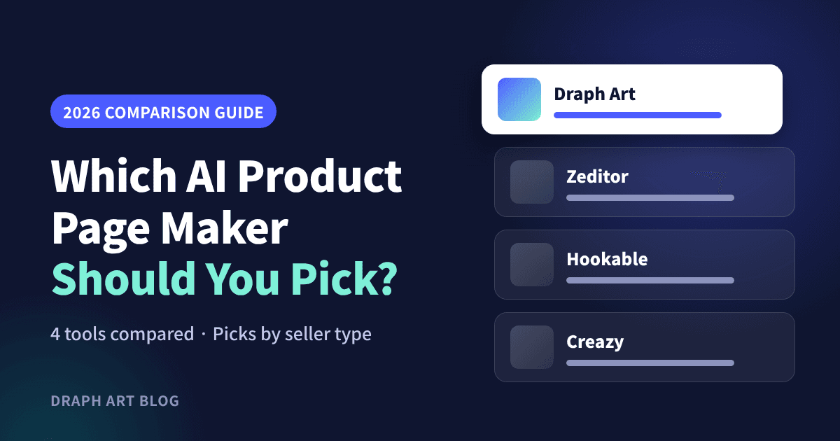 AI Product Detail Page Maker Comparison 2026: Draph Art vs. Zeditor vs. Hookable vs. Creazy — How to Choose by Seller Type