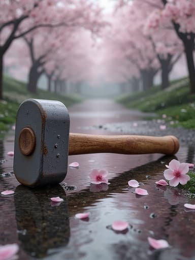 봄비 속 벚꽃 나무 - 무료 다운로드 가능한 자연 풍경