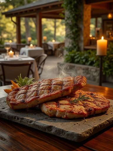 屋外レストランテラスの黄金の夕日 - 무료 다운로드 가능한 屋外の食事環境