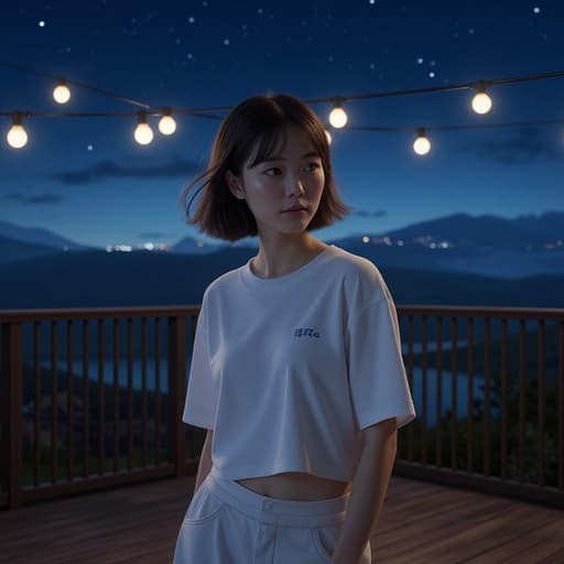 별이 빛나는 밤하늘과 도시 불빛 - 무료 다운로드 가능한 야경