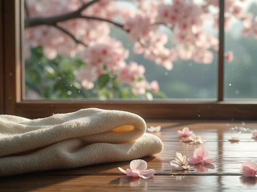 Cherry Blossom Path with Spring Rain - 무료 다운로드 가능한 Nature Scenery