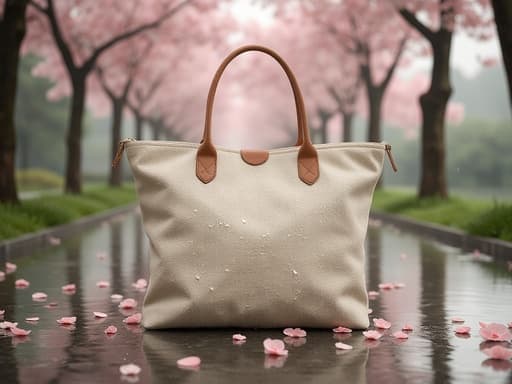 桜が咲く雨の日の通り - 무료 다운로드 가능한 ストリートシーン