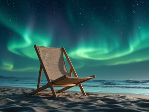 オーロラに照らされた星空のビーチ - 무료 다운로드 가능한 ビーチ