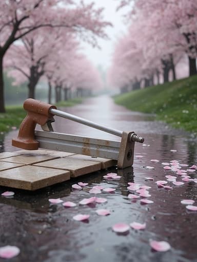春の雨の桜の小道 - 무료 다운로드 가능한 自然風景