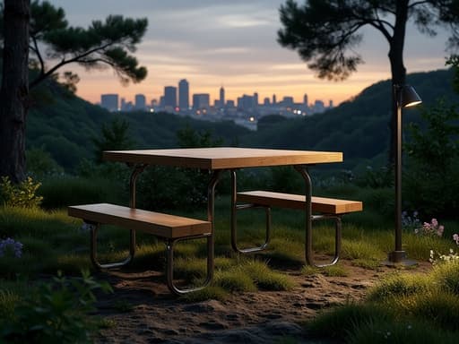 Urban Twilight Skyline and Lush Park - 무료 다운로드 가능한 Urban Landscape