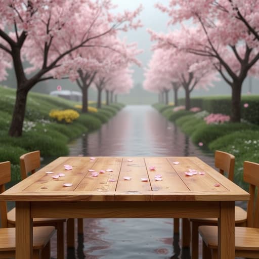 桜と春雨の庭 - 무료 다운로드 가능한 自然風景