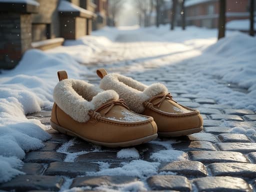 薄く雪化粧した石畳の道 - 무료 다운로드 가능한 冬の通り